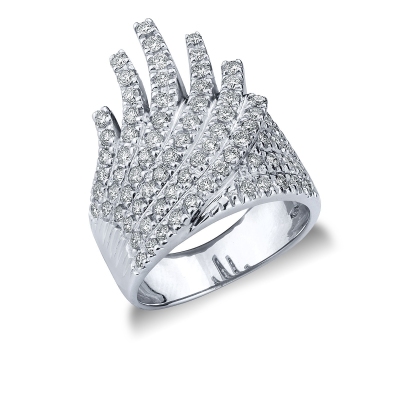 White gold 18k pavé ring with diamonds waves 