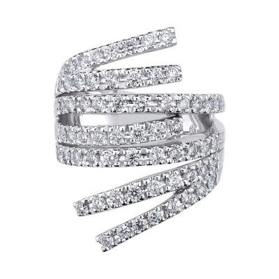 18k white gold ring with diamonds wave effect