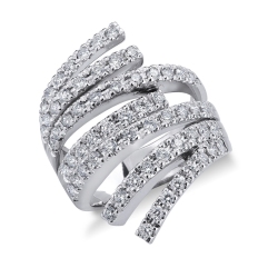 18k white gold ring with diamonds wave effect