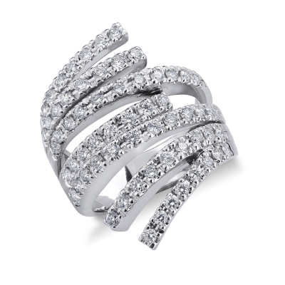 18k white gold ring with diamonds wave effect