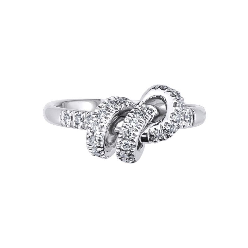 18k white gold knot diamonds ring 