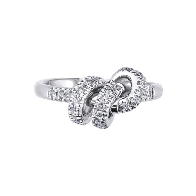 18k white gold knot diamonds ring 