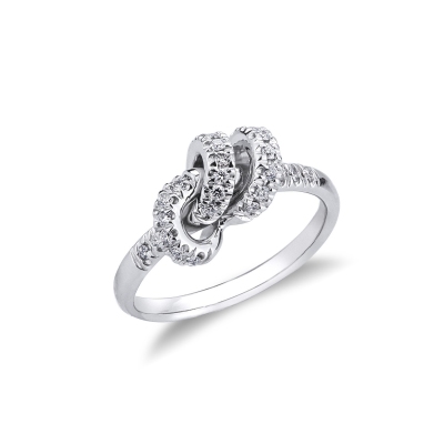 18k white gold knot diamonds ring 