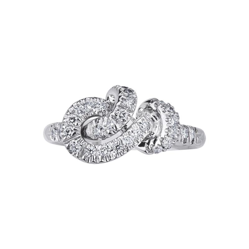 Knot ring with diamonds in white gold 18k 