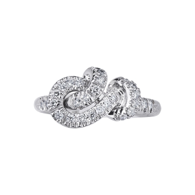 Knot ring with diamonds in white gold 18k 