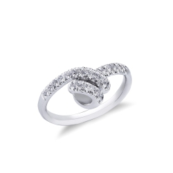 White gold 18k ring with a knot of diamonds 
