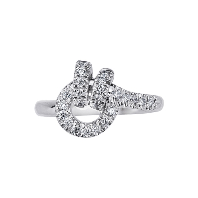 18k white gold diamonds knot ring 