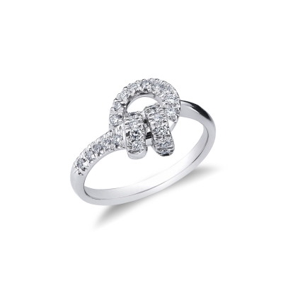 18k white gold diamonds knot ring 