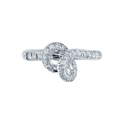 18k white gold ring with a diamond knot 