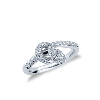 18k white gold ring with a diamond knot 