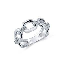 White gold 18k rigid mesh ring with diamonds 