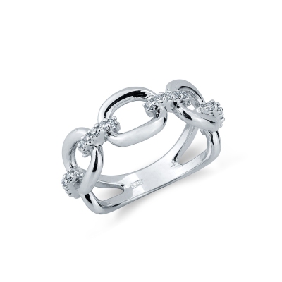 White gold 18k rigid mesh ring with diamonds 