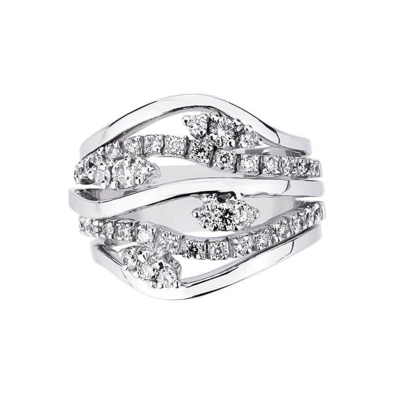 Diamond band ring in white gold 18k