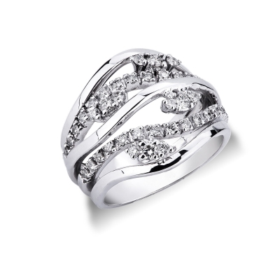 Diamond band ring in white gold 18k