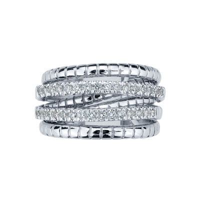 White gold 18k ring with rows of diamonds 