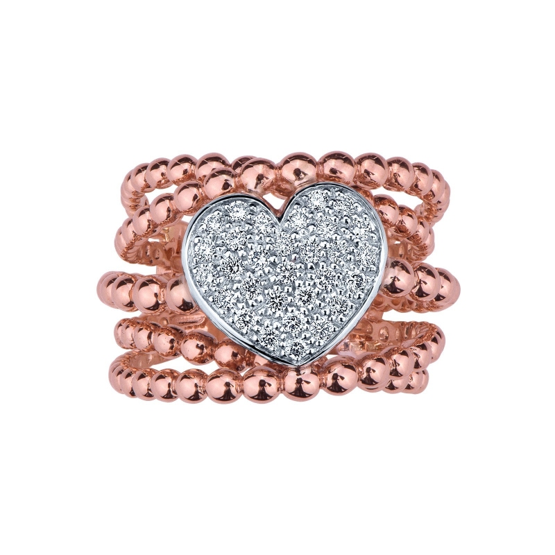 Rosé and white gold 18k with diamonds heart 