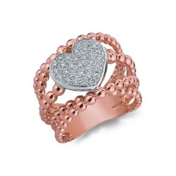 Rosé and white gold 18k with diamonds heart 