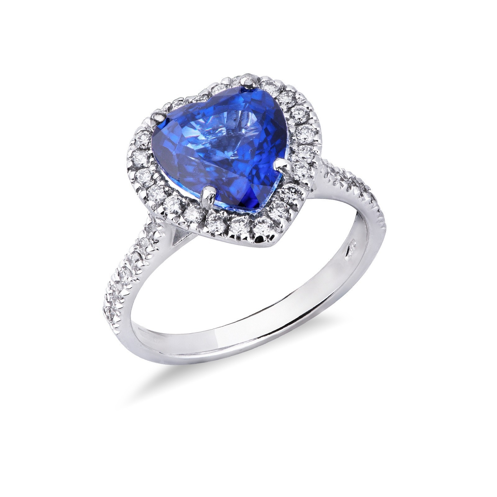 14k Bianco Oro e Diamanti Zaffiro Blu Principessa Diana Design Fedina Regalo