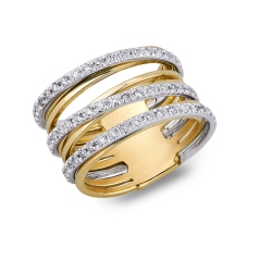 White and yellow gold 18k band ring with diamonds 