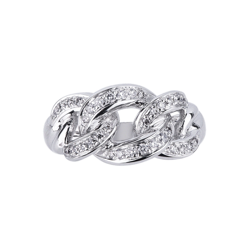Diamonds groumette ring in white gold 18k 