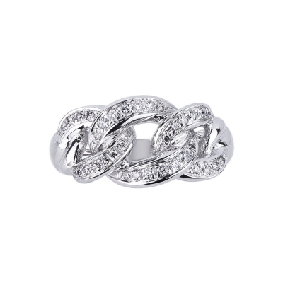 Diamonds groumette ring in white gold 18k 