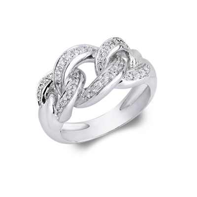 Diamonds groumette ring in white gold 18k 