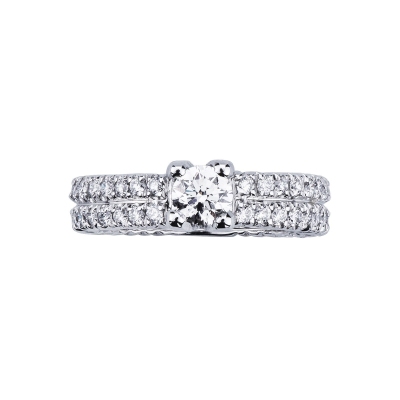 Solitaire type ring with diamonds band and central diamond 0,50 ct 
