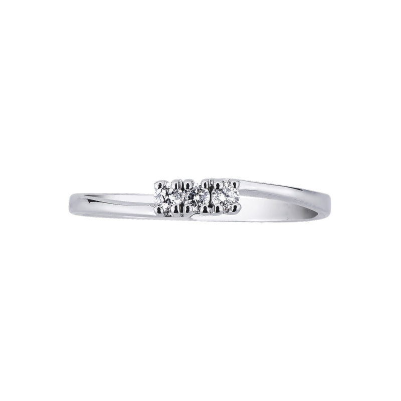 Trilogy ring white gold 18k with diamonds 0,12 ct