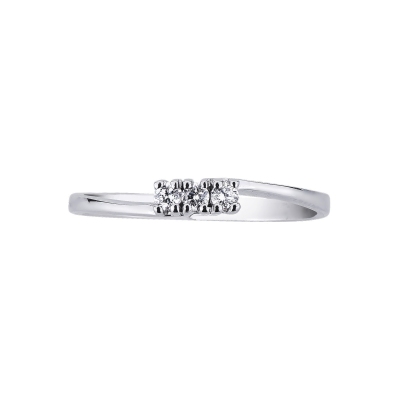 Trilogy ring white gold 18k with diamonds 0,12 ct