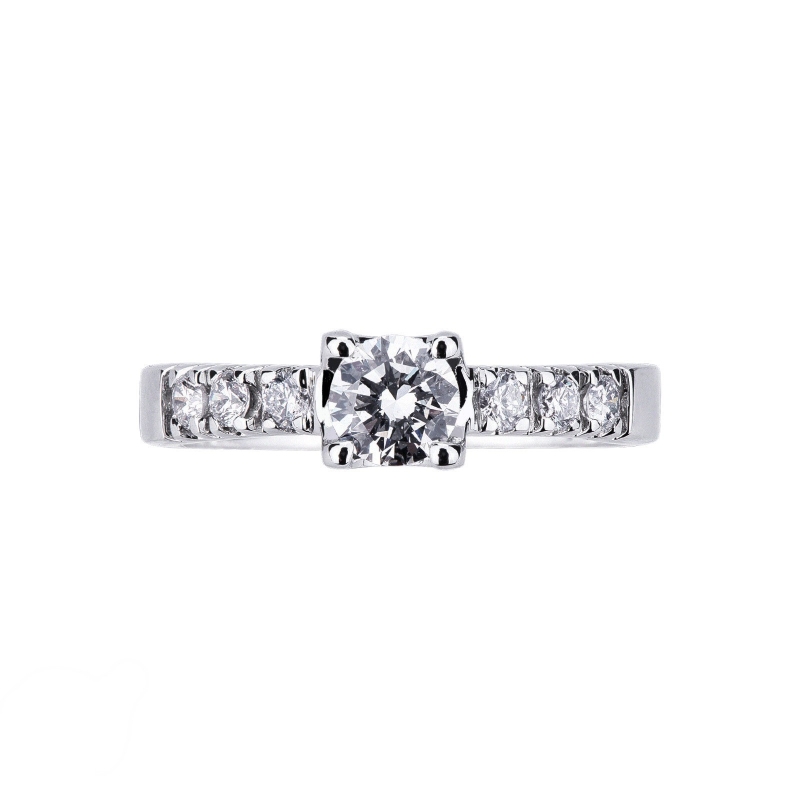 18k white gold solitaire ring with diamonds
