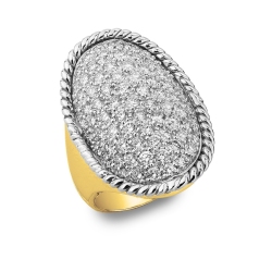 Anello pavè  in Oro bianco e giallo 18k con Diamanti