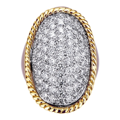 White, yellow, pink gold 18k ring with diamonds 