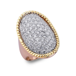 White, yellow, pink gold 18k ring with diamonds 