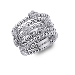 18k white gold with diamonds flowers and moving spheres 