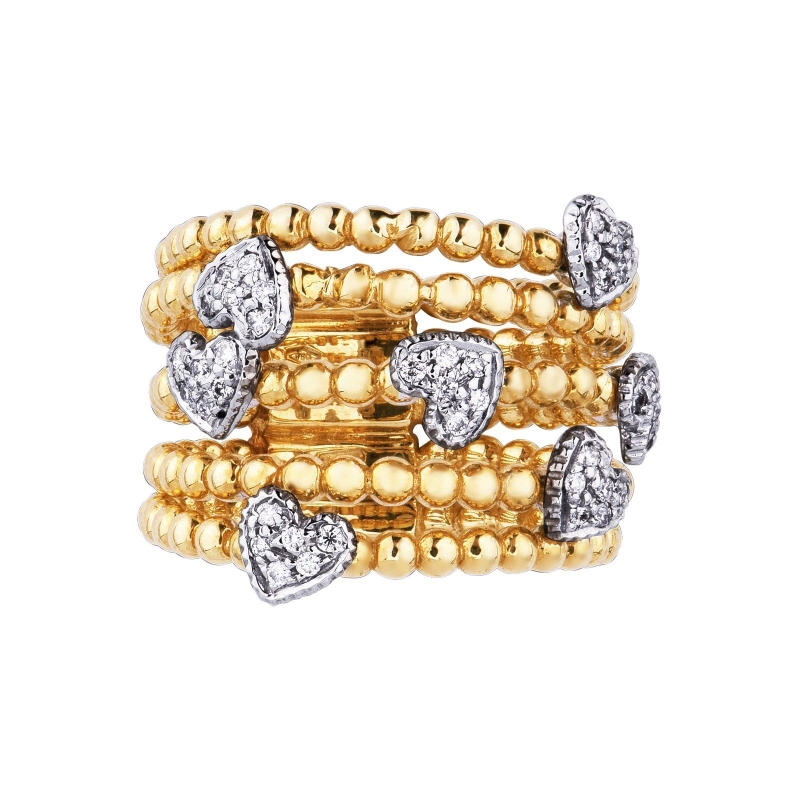18k yellow and white gold with diamonds hearts 
