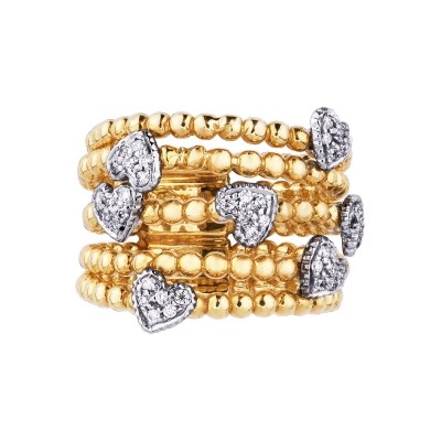 18k yellow and white gold with diamonds hearts 