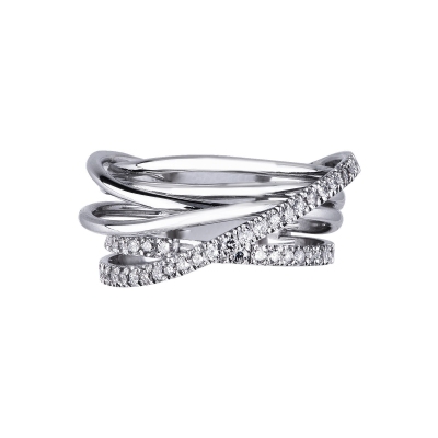 Weave ring in white gold 18k and diamonds 