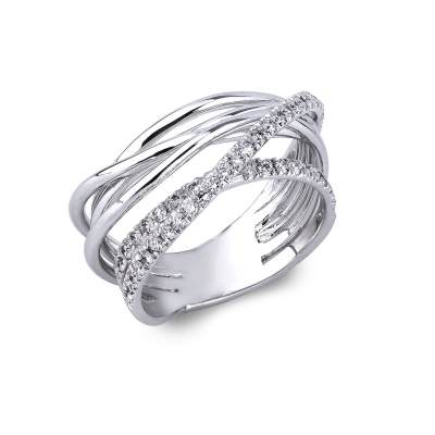 Weave ring in white gold 18k and diamonds 