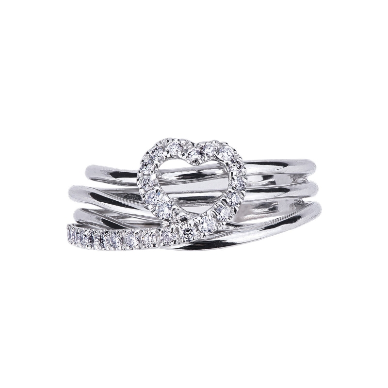 18k white gold crossover ring with diamonds 
