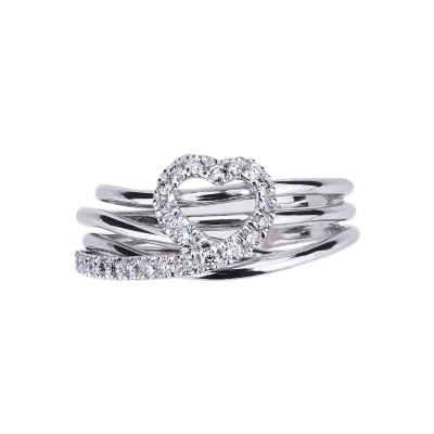 18k white gold crossover ring with diamonds 