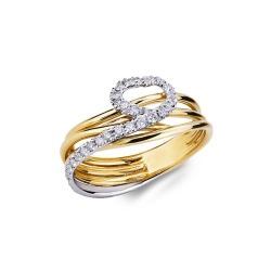 Band ring in white and yellow gold 18k with diamonds 