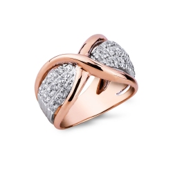 Band ring with diamonds in 18k white and rosé gold 