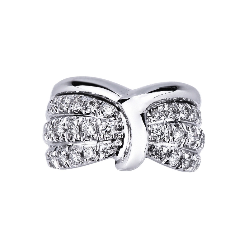 Band ring in white gold 18k with diamonds 