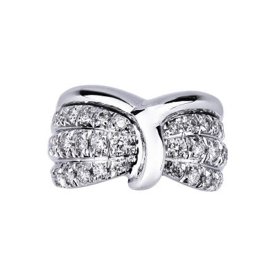 Band ring in white gold 18k with diamonds 