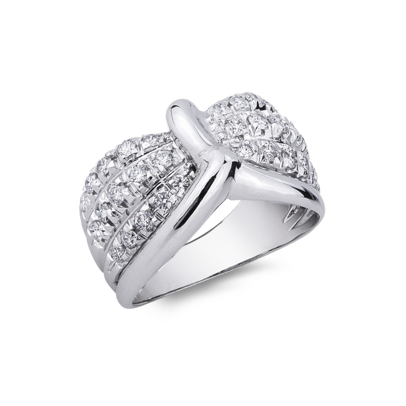 Band ring in white gold 18k with diamonds 