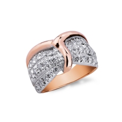 Rosé and white gold 18k band ring with diamonds