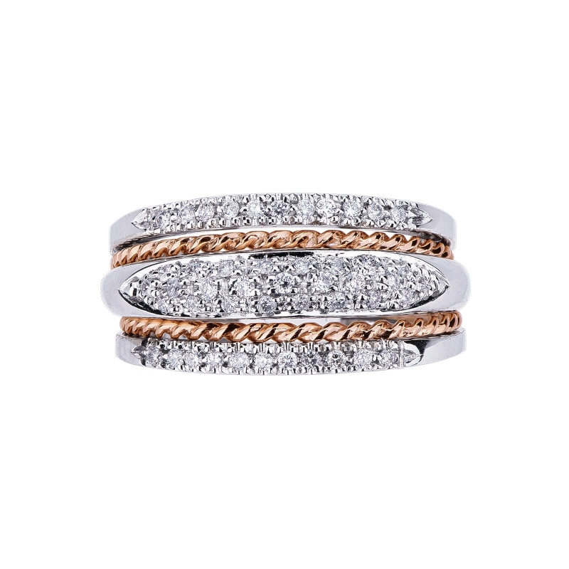 White and rosé gold 18k ring with diamonds 