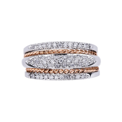 White and rosé gold 18k ring with diamonds 