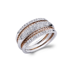 White and rosé gold 18k ring with diamonds 
