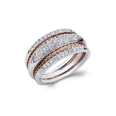 White and rosé gold 18k ring with diamonds 